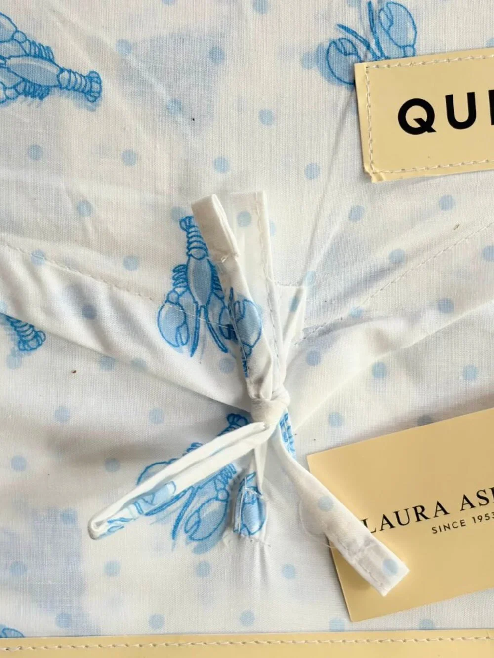 Laura Ashley Queen Size Blue Lobster Cotton Sheet Set crisp cotton percale